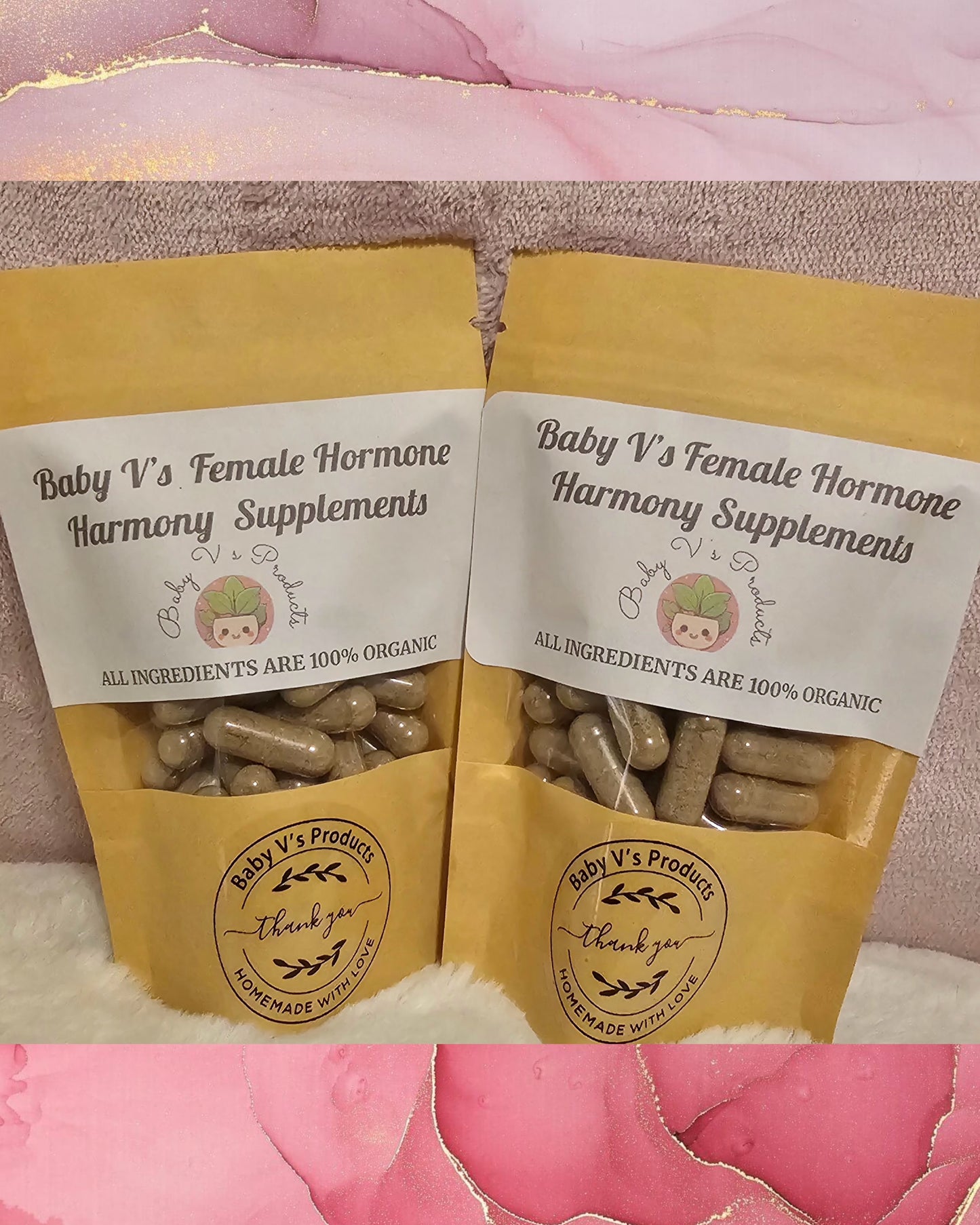 Baby V's 100% Organic Female Hormone Harmony Supplement for females 90 capsules